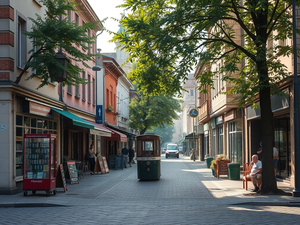 Mapa z zaznaczonym Sieradzem i ikonami symbolizującymi projekty Funduszy Europejskich